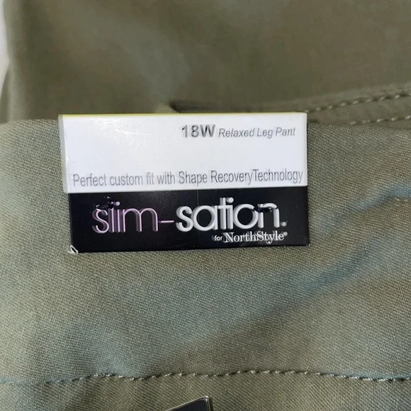 NWT NorthStyle pants Green Chinos Modern Flat Front Design.  Size 18W. - Picture 2 of 7